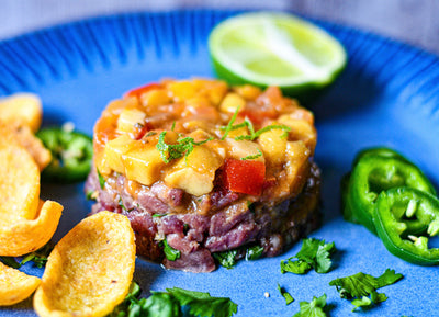 Minced Mallard Tartare with Mango Salsa